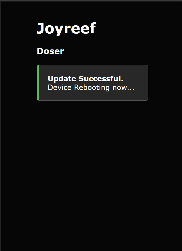 Update complete: "Update Successful. Device Rebooting nowโฆ"
